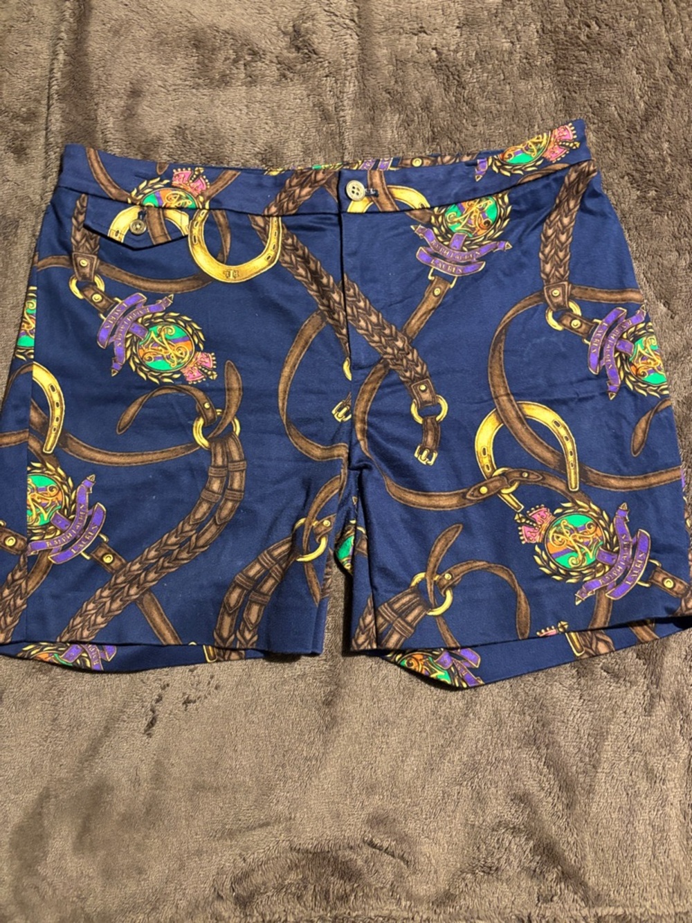 Ralph Lauren Equestrian Horse Print Cotton Shorts Women’s Size 12